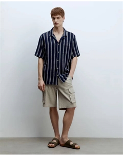 Рубашка в темную полоску, темно-синий Сфера