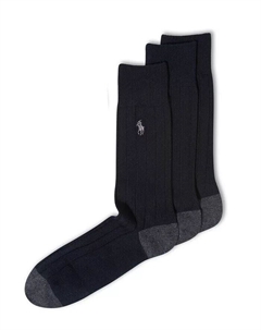 Мужские носки Soft Touch Rib Dress Socks, 3 пары, черный Polo ralph lauren