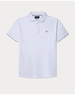 Мужская рубашка поло с контрастным воротником, классический крой, большие размеры, белый Hackett