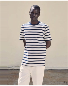 Полосатая структурированная футболка, темно-синий Сфера