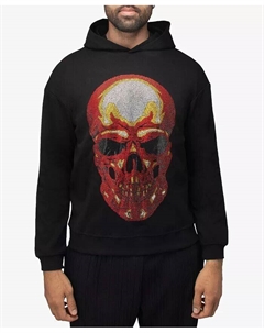 Мужской пуловер с капюшоном и декором черепа Rinestone, черный Spring + mercer