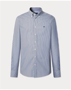 Мужская полосатая рубашка, классический крой, большие размеры, синий Hackett