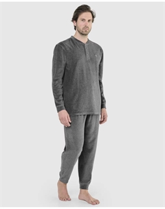 Мужская длинная серая бархатная пижама, серый El búho nocturno