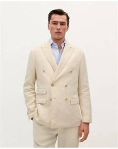 Мужской двубортный льняной пиджак, натуральный Scalpers