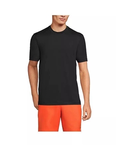 Мужская футболка для плавания с короткими рукавами UPF 50 Рашгард, черный Lands' end