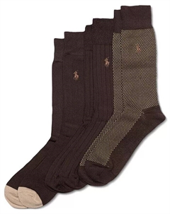 Мужские носки Birdseye Supersoft Dress Socks, 3 шт. в упаковке, коричневый Polo ralph lauren