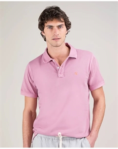 Мужская рубашка-поло с короткими рукавами из пике, окрашенная в готовом виде, лиловый El ganso