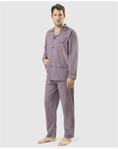 Мужская длинная пижама из бордовой ткани, белый El búho nocturno