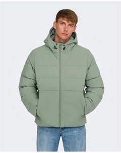 Мужское стеганое пальто с капюшоном, серый Only & sons