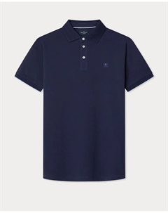 Мужская рубашка поло с контрастным воротником, классический крой, большие размеры, темно-синий Hackett