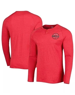 Мужская футболка Chicago Bulls с длинным рукавом и принтом «Хенли Реглан» красного цвета с надписью «Left Chest» Concepts sport