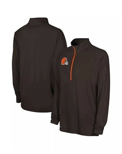 Мужская коричневая толстовка Cleveland Browns Combine Authentic Raglan с застежкой-молнией на четверть длины Outerstuff