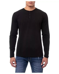 Мужская мягкая эластичная футболка с длинным рукавом и воротником-хенли, черный X-ray