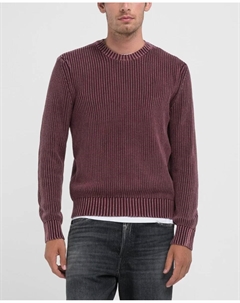 Мужской свитер с длинными рукавами и круглым вырезом, гранатовый Replay