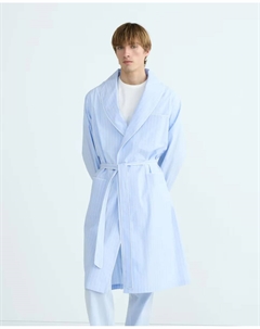 Мужской полосатый поплиновый халат, светло-голубой Emidio tucci