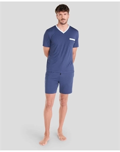 Простая короткая мужская пижама, темно-синий Lohe