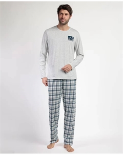 Мужская длинная трикотажная пижама цвета экрю, цвет Crudo Admas