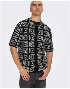 Мужская трикотажная рубашка свободного кроя с короткими рукавами, черный Only & sons