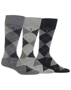 Мужские носки с узором «Аргайл» (3 шт.), серый Polo ralph lauren