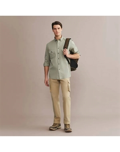 Мужская рубашка в стиле сафари, зеленый Verhunt