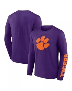 Мужская фиолетовая футболка с длинным рукавом Clemson Tigers Double Time 2-Hit Fanatics