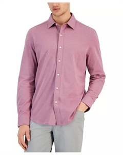 Мужская рубашка классического кроя трикотажной вязки на пуговицах, розовый Alfani