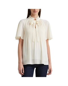 Блузка с короткими рукавами и с галстуком-бантом ADAR бежевый Laredoute