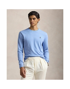 Пуловер с круглым вырезом из хлопка синий Laredoute