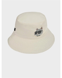 Панама с нашивкой кошки в стразах, белая Karl lagerfeld