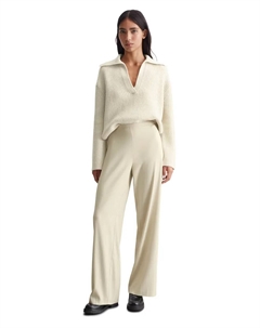 Женские брюки широкого кроя из плотной струящейся креповой ткани, натуральный Marc o'polo