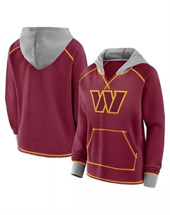 Женская флисовая кофта-пуловер Washington Commanders Boom бордового цвета с V-образным вырезом и капюшоном Logo athletic