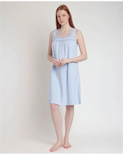 Короткая женская ночная рубашка из трикотажа с цветочным принтом, синий Admas
