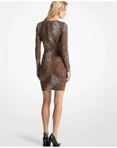 Короткое и обтягивающее платье с анималистичным принтом, коричневый Michael michael kors