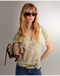 Блузка с цветочным принтом, желтый Сфера