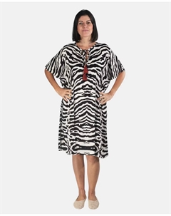 Кафтан с анималистичным принтом, черный Kbas