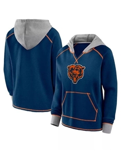 Женская флисовая кофта-пуловер Chicago Bears Boom с V-образным вырезом и капюшоном Logo athletic