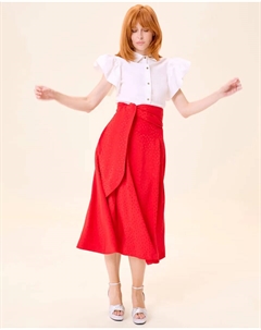 Юбка миди Gala с широкой талией и бантом, красный Dolores promesas