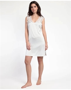 Короткая белая атласная свадебная ночная рубашка, белый Admas