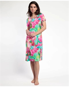 Женская короткая трикотажная ночная рубашка с разноцветным цветочным принтом, мультиколор Admas