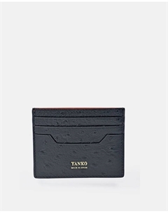 Мужская плоская визитница из кожи, имитирующей страуса, черный Yanko