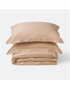 Постельный комплект двухспальный для уютных вечеров - 100 сатин плотность 300ТС бежевый Laredoute