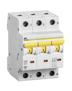 Автоматический выключатель модульный Karat ВА47-60M 3P 63А тип C 6 кА 400 В (MVA31-3-063-C) Iek