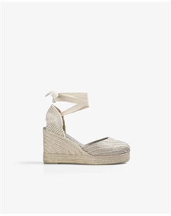 Женские эспадрильи из джута на танкетке с ремешками, золотой Scalpers