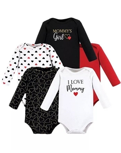 Хлопковые боди с длинными рукавами для маленьких девочек Mommy Red Black (5 шт.), черный Hudson baby