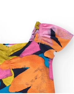 Разноцветный комбинезон для девочки с присборенным вырезом горловины, мультиколор Tuc tuc