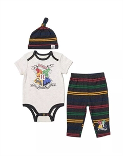 Боди для малышей Гриффиндор Хаффлпафф Равенкло, штаны и шапка для маленьких мальчиков, комплект из 3 предметов для новорожденных, белый Harry potter