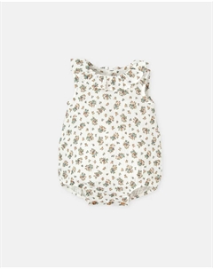 Детский комбинезон из муслина с цветочным рисунком без рукавов для девочки, белый Tutto piccolo