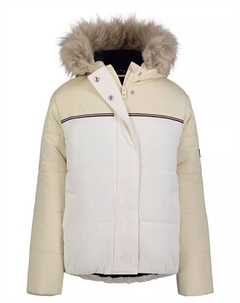 Пуховик с цветными блоками Big Girls Expedition, синий Tommy hilfiger