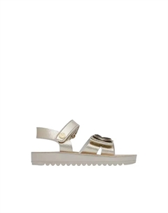 Сандалии из металлизированной кожи для девочек с аппликацией в виде бабочек, серый Naturino