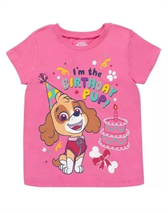Футболка на день рождения Skye Rubble Chase Marshall для маленьких девочек, розовый Paw patrol